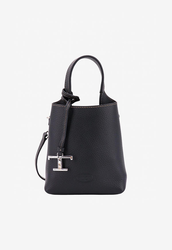 Tod's Micro Top Handle Bag in Hammered Leather Black XBWAPAT9000QRI_B999