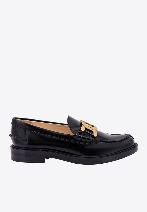 Tod's Chain Plaque Patent Leather Loafers Black XXW59C0EN90SHA_B999