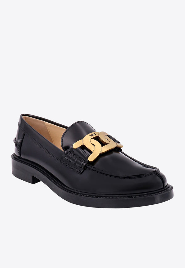 Tod's Chain Plaque Patent Leather Loafers Black XXW59C0EN90SHA_B999