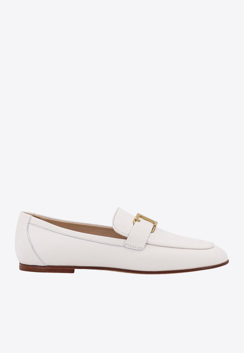 Tod's T Timeless Leather Loafers White XXW79A0GG90MID_B001