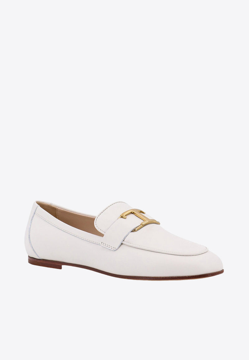 Tod's T Timeless Leather Loafers White XXW79A0GG90MID_B001