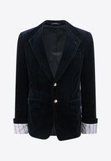 Gucci Single-Breasted Velvet Blazer Blue 753082ZJV75_4240