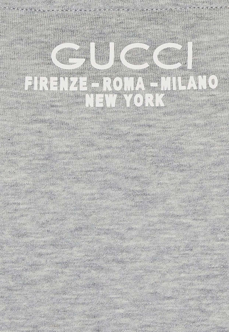 Gucci V-neck Logo T-shirt Gray 758433XJFZ1_1160