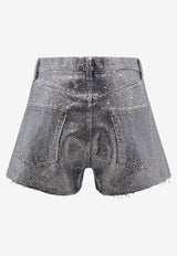 Maison Margiela All-Over Rhinestone Mini Shorts Silver S67MU0041S30855_961