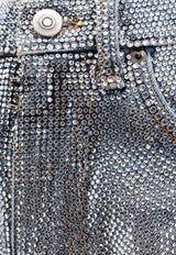 Maison Margiela All-Over Rhinestone Mini Shorts Silver S67MU0041S30855_961