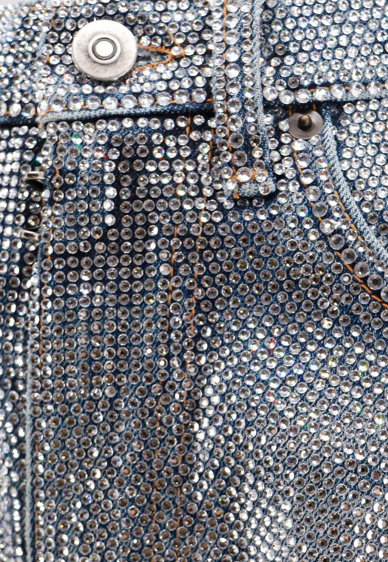 Maison Margiela All-Over Rhinestone Mini Shorts Silver S67MU0041S30855_961