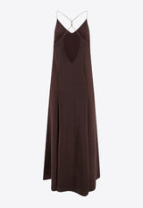 The Nina Studio Athena Silk Maxi Dress Brown ATHENA_CHOCOLATE