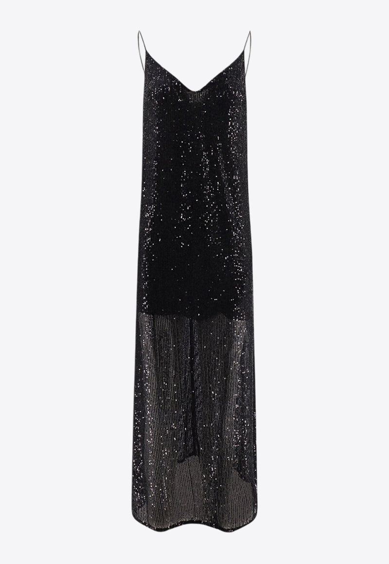 The Nina Studio Aphrodite Sequined Maxi Dress Black APHRODITE_NERO