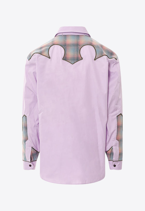 Maison Margiela Plaid Check Paneled Shirt Purple S67DT0008S43001_375