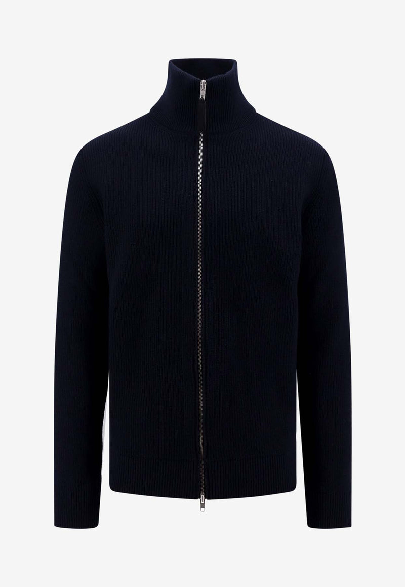 Maison Margiela Rib Knit High-Neck Cardigan Blue SI1HA0013S17781_511F