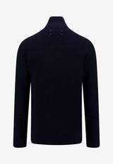 Maison Margiela Rib Knit High-Neck Cardigan Blue SI1HA0013S17781_511F