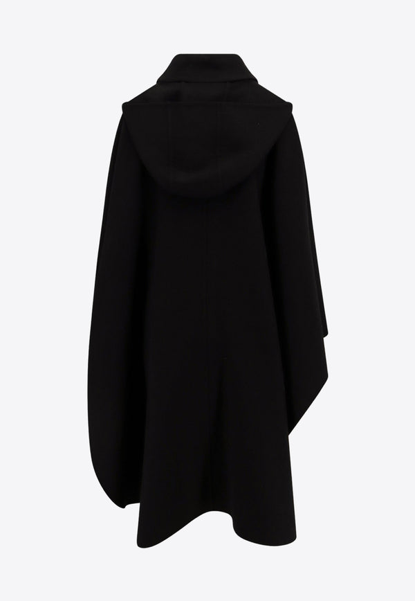 Chloé Hooded Cashmere and Wool Cape Coat Black C23WMA05071_001