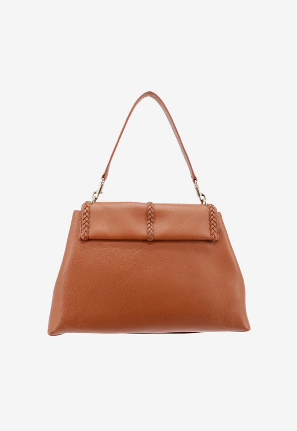 Chloé Large Penelope Grained Leather Top Handle Bag Brown C23US566K15_247