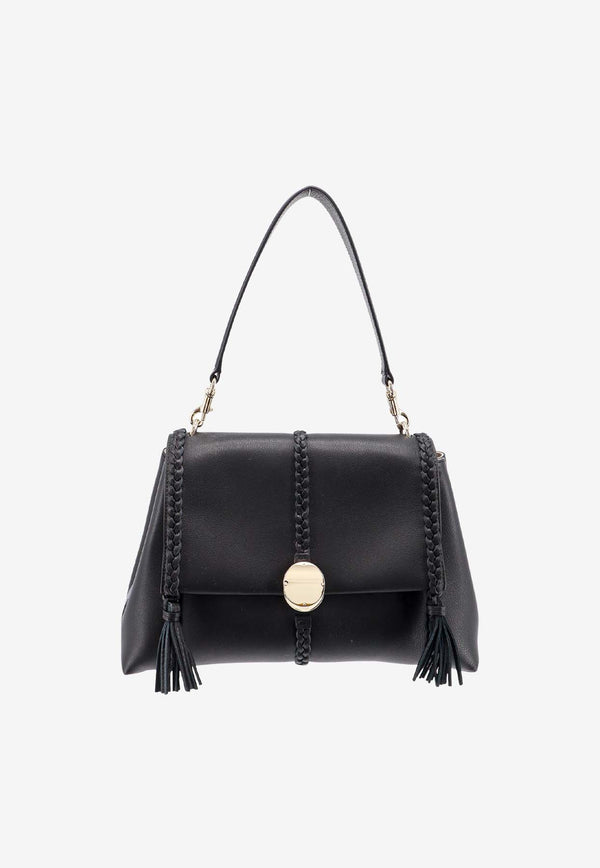 Chloé Medium Penelope Grained Leather Top Handle Bag Black C23US569K15_001