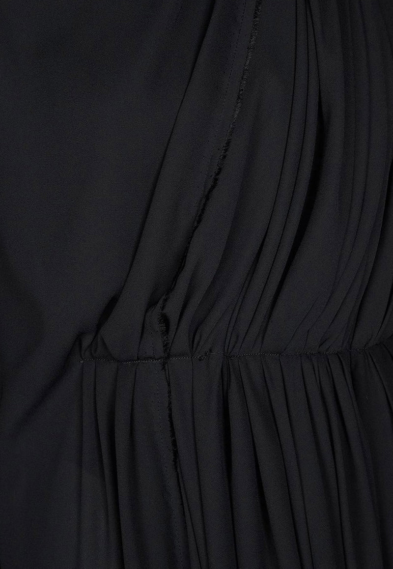 Balenciaga Asymmetric Plisse Midi Dress Black 768709TGO08_1000