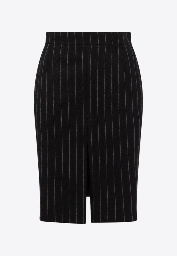 Saint Laurent Pinstriped Wool Knee-Length Skirt 762647Y815V_1161