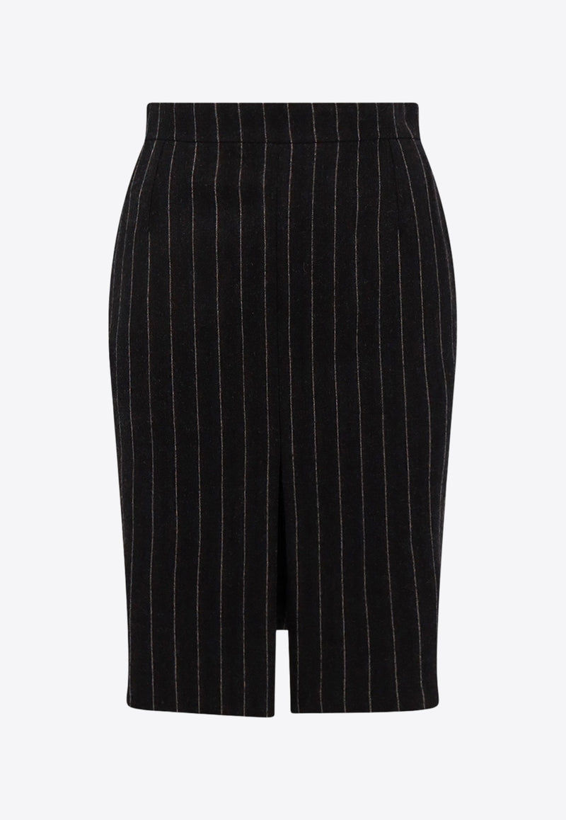 Saint Laurent Pinstriped Wool Knee-Length Skirt 762647Y815V_1161