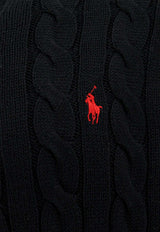 Polo Ralph Lauren Logo Embroidered Cable Knit Sweater Black 710775885_012