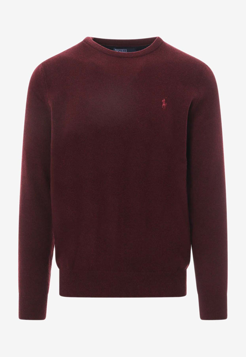 Polo Ralph Lauren Logo Embroidered Wool Sweater Bordeaux 710876714_006