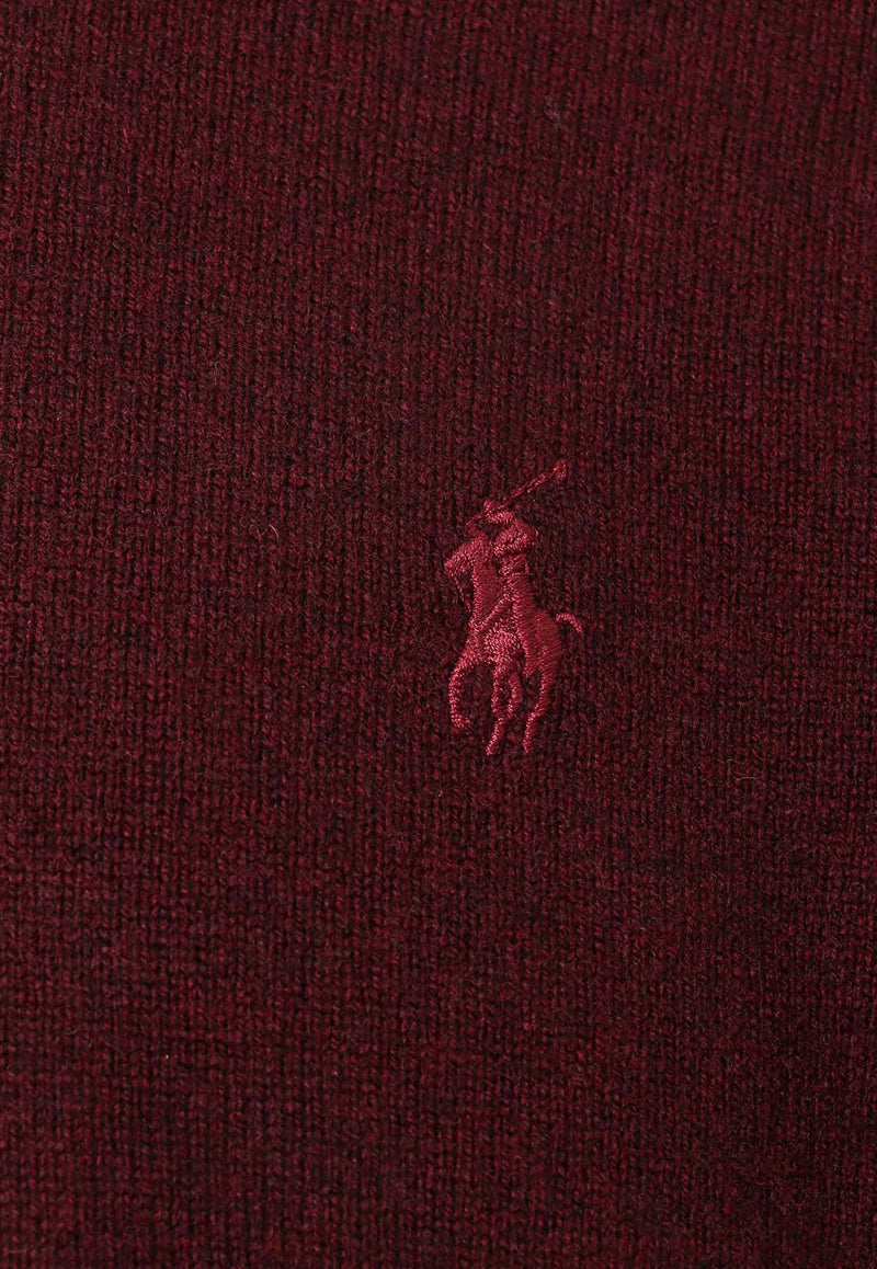 Polo Ralph Lauren Logo Embroidered Wool Sweater Bordeaux 710876714_006