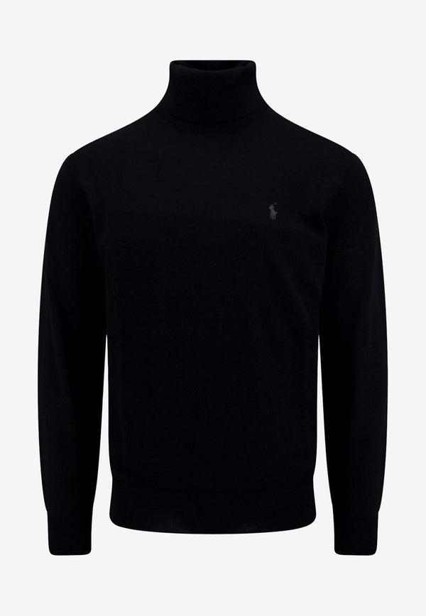 Polo Ralph Lauren Logo Embroidered Turtleneck Wool Sweater Black 710876851_001