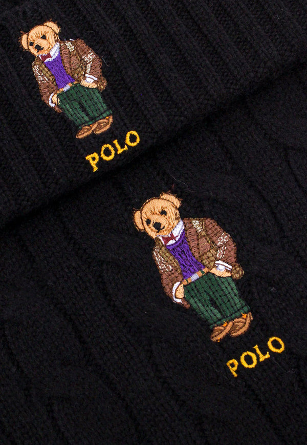 Polo Ralph Lauren Logo-Embroidered Beanie and Scarf Set Black 449923915_001