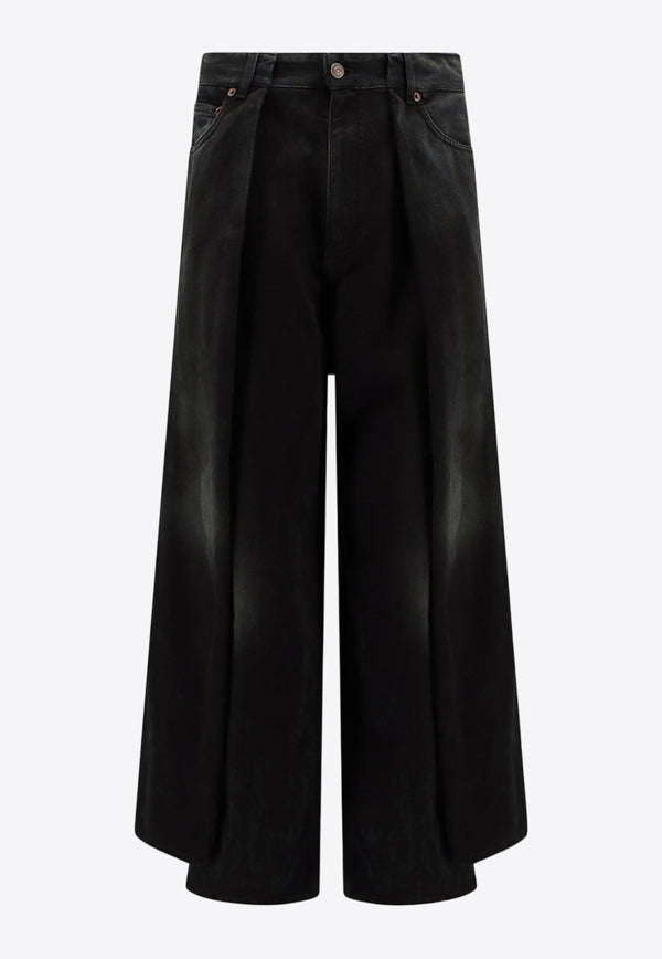 Balenciaga Wide-Leg Denim Pants Black 767983TNW11_1672