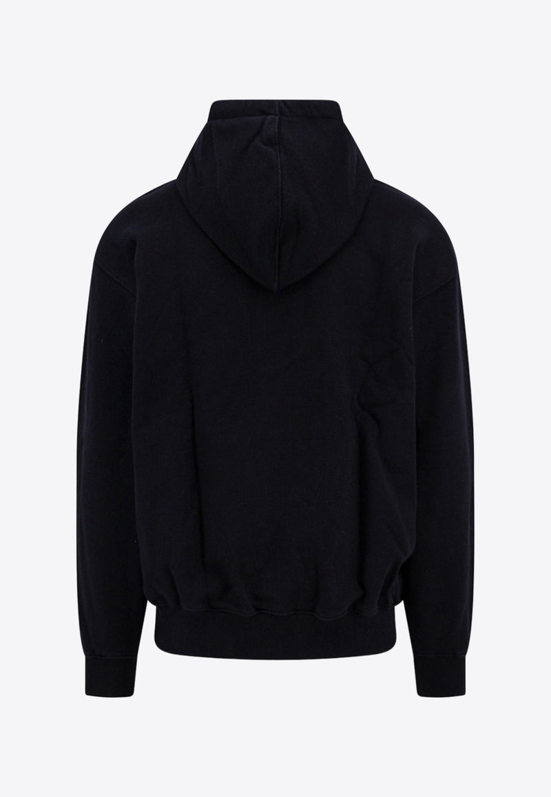 Drôle de Monsieur Logo Embroidered Hooded Sweatshirt Black CHO136CO053_BL