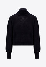 Alberta Ferretti Mohair Blend Turtleneck Sweater Black A09446603_0555