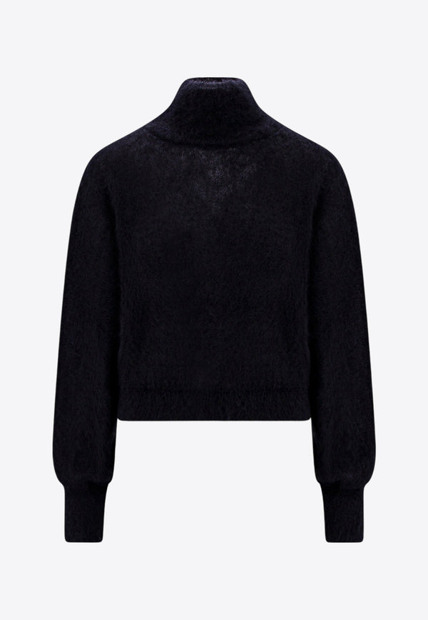 Alberta Ferretti Mohair Blend Turtleneck Sweater Black A09446603_0555