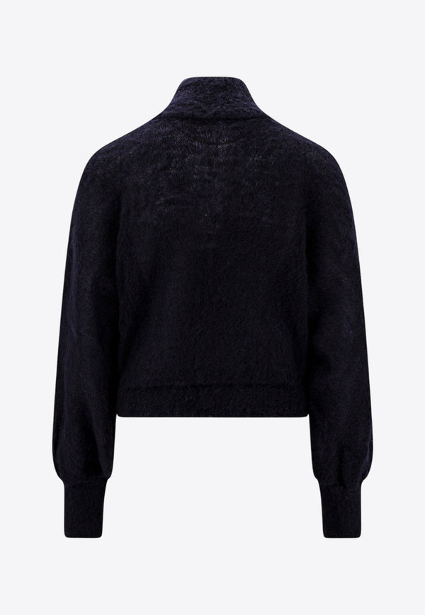 Alberta Ferretti Mohair Blend Turtleneck Sweater Black A09446603_0555