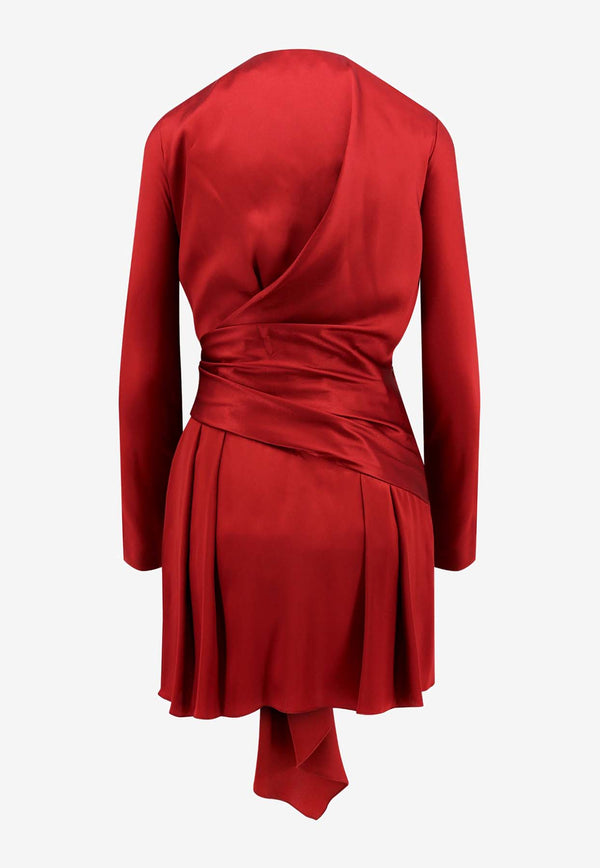 Alberta Ferretti Drape-Detailed Mini Dress Red V04135119_0118