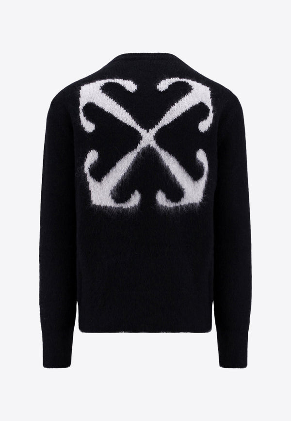 Off-White Mohair Blend Sweater with Arrow Motif OMHE170F23KNI001_1061