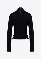 Off-White Eyelet-Embellished Knitted Sweater Black OWHF049F23KNI001_1000