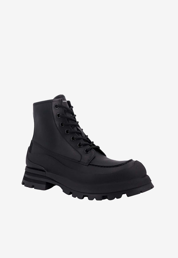 Alexander McQueen Wander Leather Combat Boots
 Black 758769WHLZ4_1000