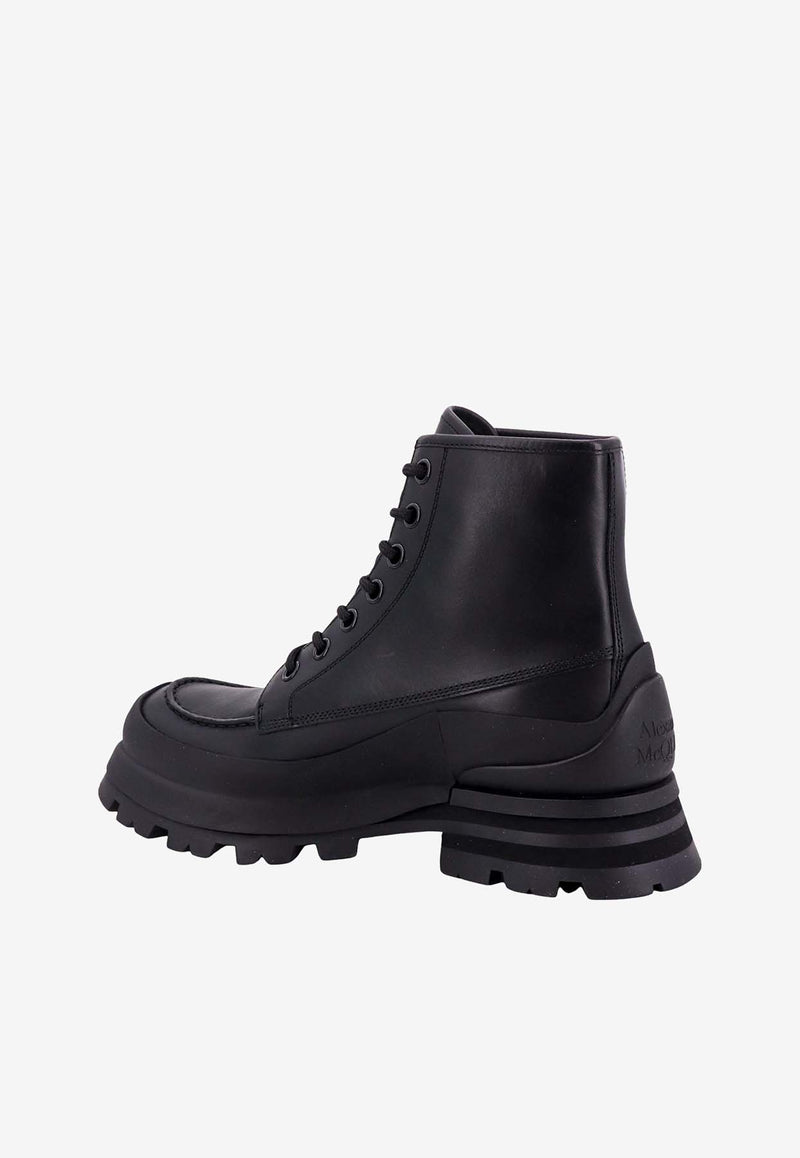 Alexander McQueen Wander Leather Combat Boots
 Black 758769WHLZ4_1000