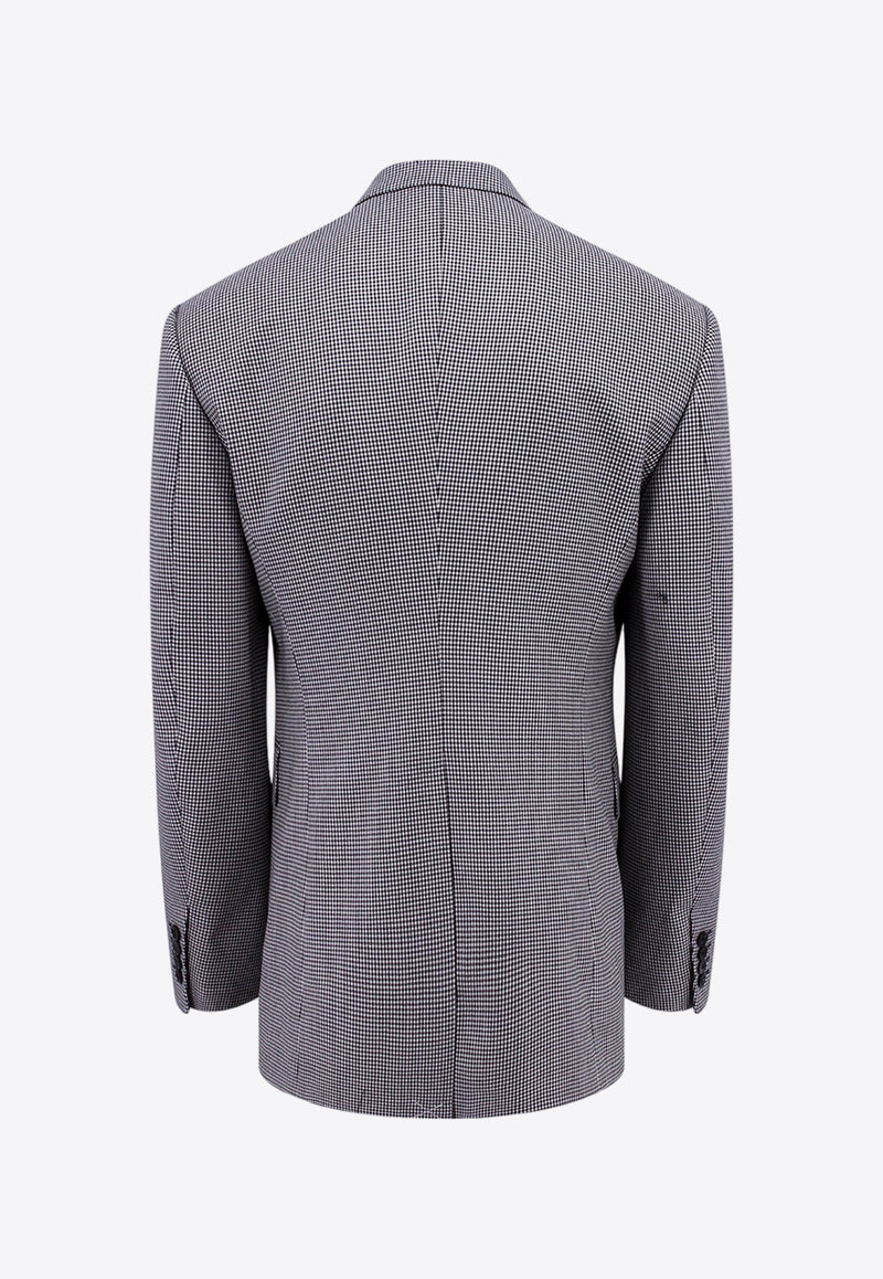 Alexander McQueen Double-Breasted Houndstooth Blazer Gray 758359QVU53_1090