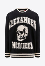 Alexander McQueen Intarsia Knit Crewneck Sweater Black 760760Q1XII_1011