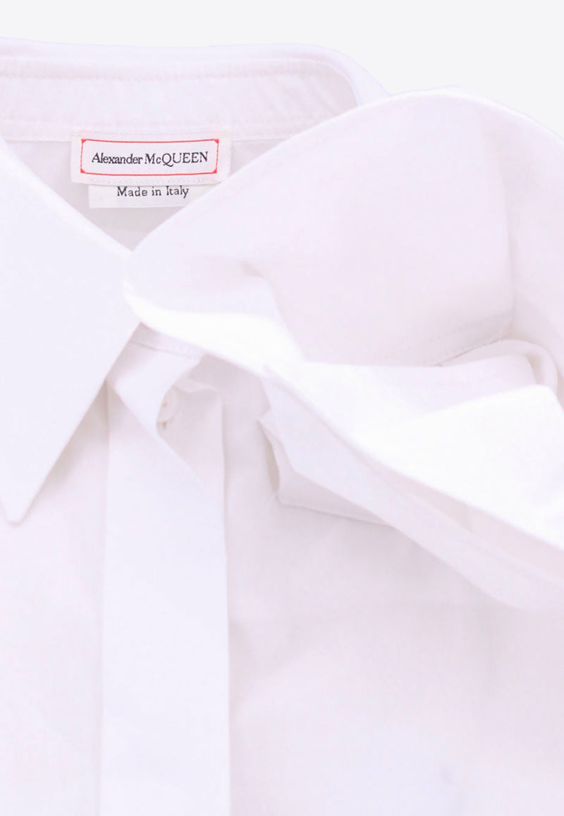 Alexander McQueen Draped Orchid Detail Shirt White 768314QAAAD_9000