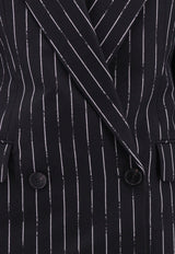 Alexander McQueen Double-Breasted Pinstripe Wool Blazer Black 768496QJADN_1090