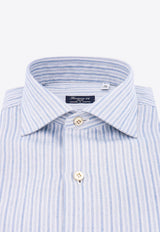 Finamore 1925 Striped Cashmere-Blend Long-Sleeved Shirt Blue 060251A3082_01