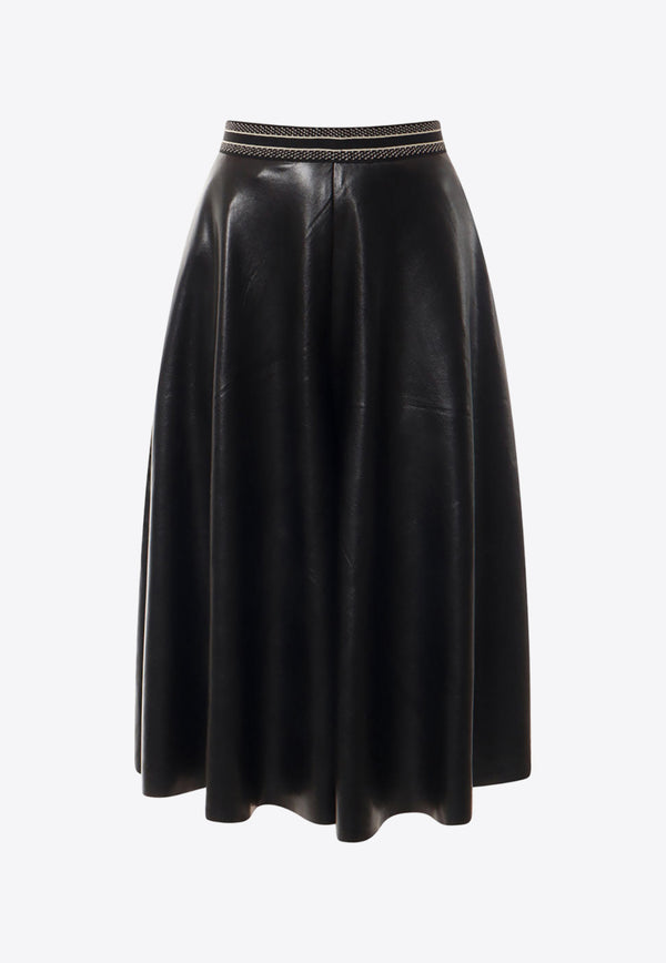 Mes Demoiselles Faux-Leather Midi Skirt 23WBUZZER_BLACK Black