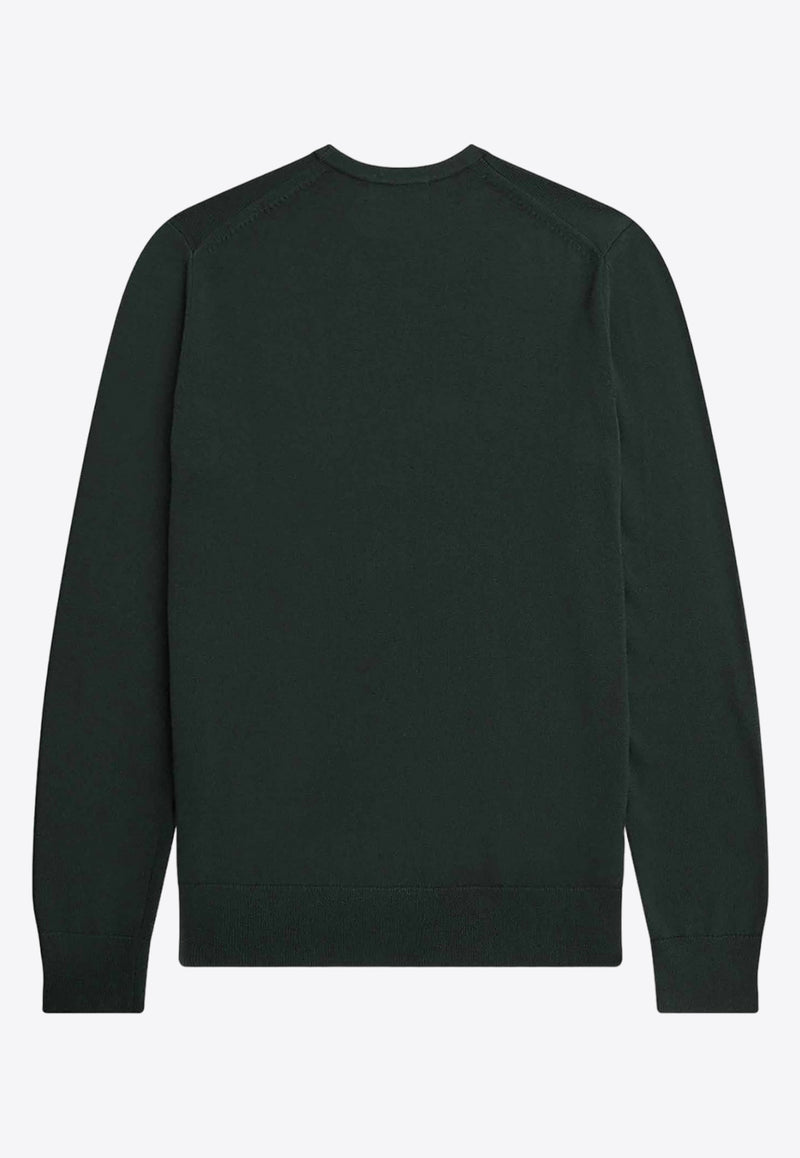 Fred Perry Logo Embroidered Crewneck Sweater Green FPK960147_Q20