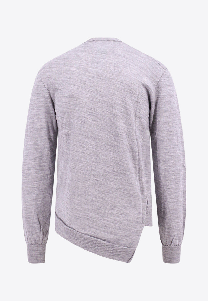 Comme Des Garçons Shirt X Lacoste Asymmetric Wool Sweater Gray FLN002_GREY