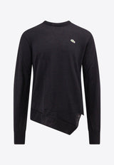 Comme Des Garçons Shirt X Lacoste Asymmetric Wool Sweater Black FLN002_BLACK