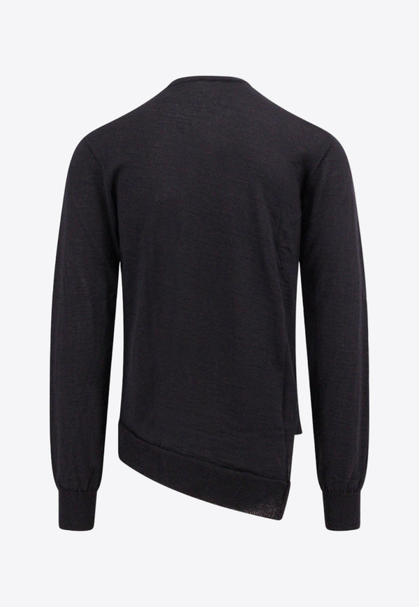 Comme Des Garçons Shirt X Lacoste Asymmetric Wool Sweater Black FLN002_BLACK