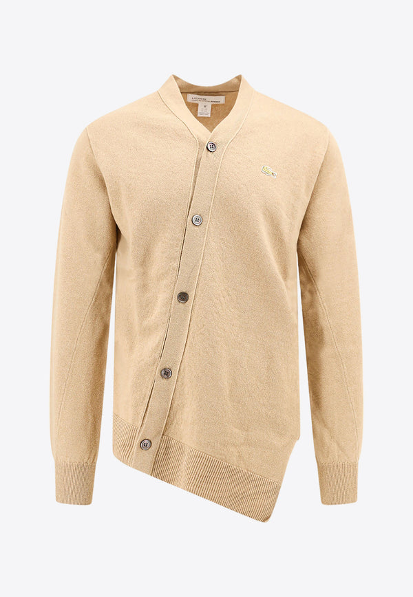 Comme Des Garçons Shirt X Lacoste Asymmetric Wool Cardigan Beige FLN005_CAMEL