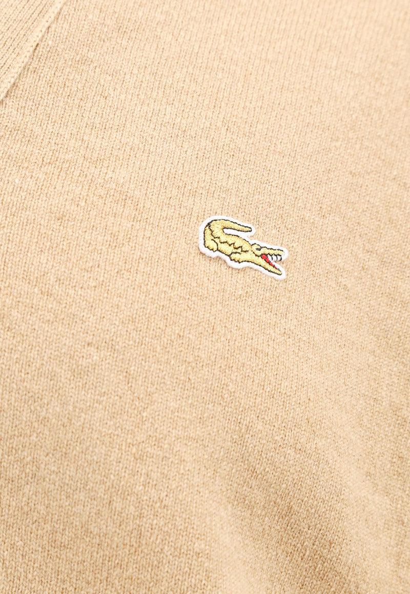 Comme Des Garçons Shirt X Lacoste Asymmetric Wool Cardigan Beige FLN005_CAMEL