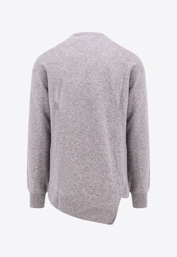 Comme Des Garçons Shirt X Lacoste Asymmetric Wool Sweater Gray FLN006_GREY