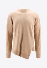 Comme Des Garçons Shirt X Lacoste Asymmetric Wool Sweater Beige FLN006_CAMEL